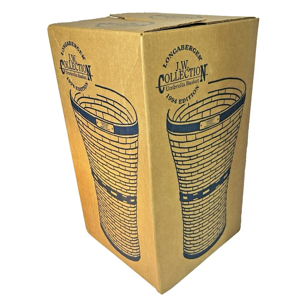 Longaberger JW Collection UMBRELLA BASKET with Fabric Liner Protector Box 1994